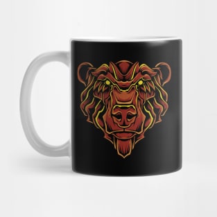 red grizzly bear head Mug